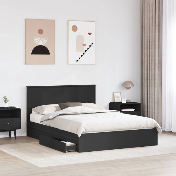 vidaXL Letto con Contenitore Nero 140 x 190 cm Legno multistrato