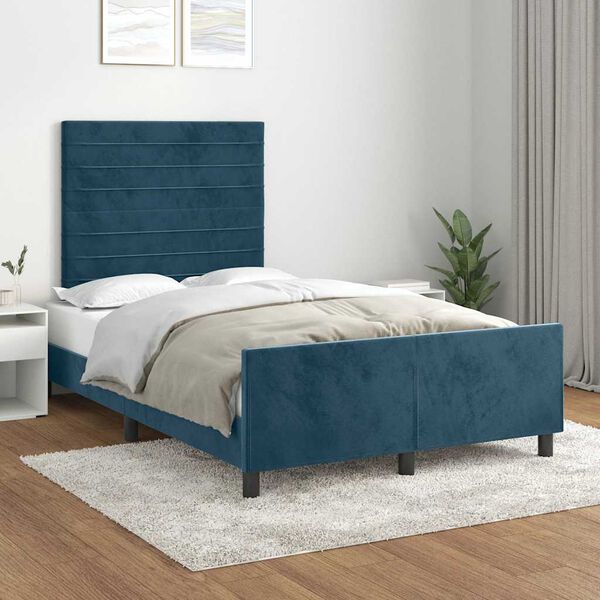 vidaXL Giroletto senza Materasso Blu Scuro 120x190 cm Velluto