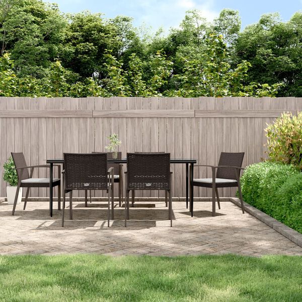 vidaXL Set Pranzo da Giardino 7 pz con Cuscini in Polyrattan e Acciaio