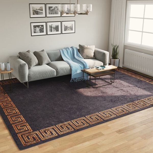 vidaXL Tappeto Lavabile Nero e Oro 400x300 cm Antiscivolo