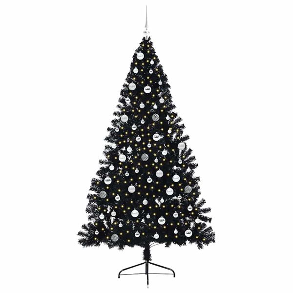vidaXL Albero di Natale artificiale con luci integrate Nero 210 cm PVC