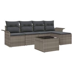 vidaXL Divano da esterno 6 pz Grigio polyrattan