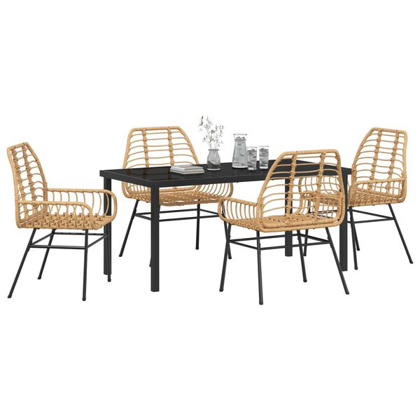 vidaXL Set da Pranzo per Giardino 5 pcs Marrone polyrattan