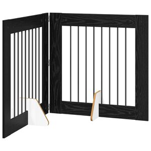 vidaXL Cancello per cani pieghevole con supporti 2 pz Rovere Nero
