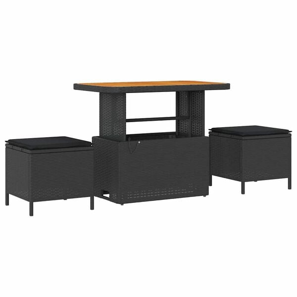 vidaXL Set Divano da Giardino 9 pcs Nero polyrattan