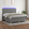 vidaXL Letto a Molle Materasso e LED Grigio Scuro 160x200cm in Tessuto