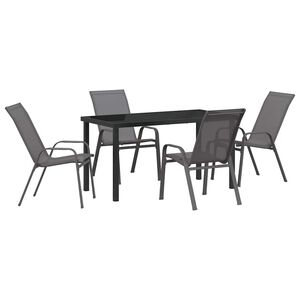 vidaXL Set da Pranzo per Giardino 5 pcs Grigio e Nero