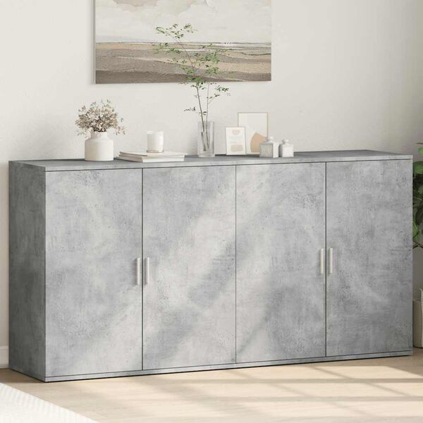 vidaXL Credenze 2 pz Grigio Cemento 79x38x80 cm in Legno Multistrato