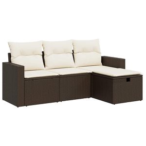 vidaXL Set Divano da Giardino 4 pz con Cuscini Marrone in Polyrattan