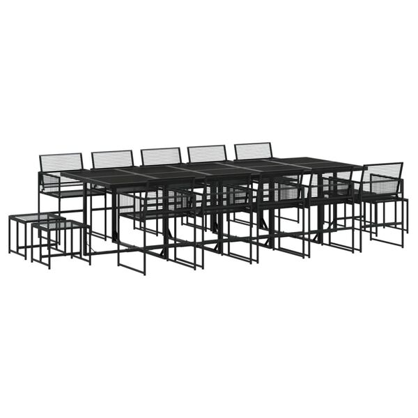 vidaXL Set da Pranzo da Giardino 15 pz Nero in Polyrattan