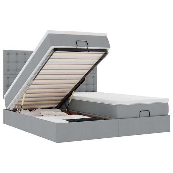 vidaXL Struttura Letto Pouf con Materassi 200x200 cm in Tessuto