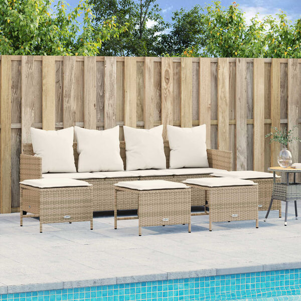 vidaXL Set Divano da Giardino 5 pz con Cuscini Beige in Polyrattan