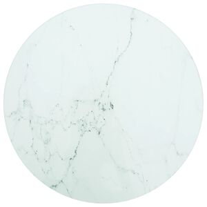 vidaXL Piano per Tavolo Bianco &Oslash;30x0,8 cm Vetro Temperato Design Marmo