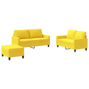 vidaXL Set di Divani 3 pz con Cuscini Giallo Chiaro in Tessuto
