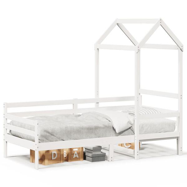 vidaXL Dormeuse con Tetto 90x200 cm Bianco in Legno Massello di Pino