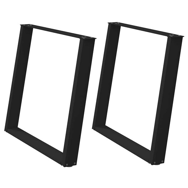 vidaXL Gambe per tavolo da pranzo a forma di U 2 pz nere 100x(72-73) cm in acciaio