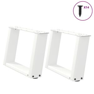 vidaXL Gambe per Tavolino da Caff&egrave; a Forma di U 2 pz Bianche 40x(30-31) cm Acciaio