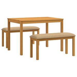 vidaXL Set da pranzo 3 pz Beige Legno di Quercia Massello