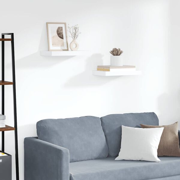 vidaXL Scaffali a Parete 2 pz Bianchi 40x23x3,8 cm in MDF