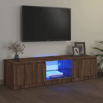 vidaXL Mobile Porta TV con Luci LED rovere marrone 140x40x35,5 cm