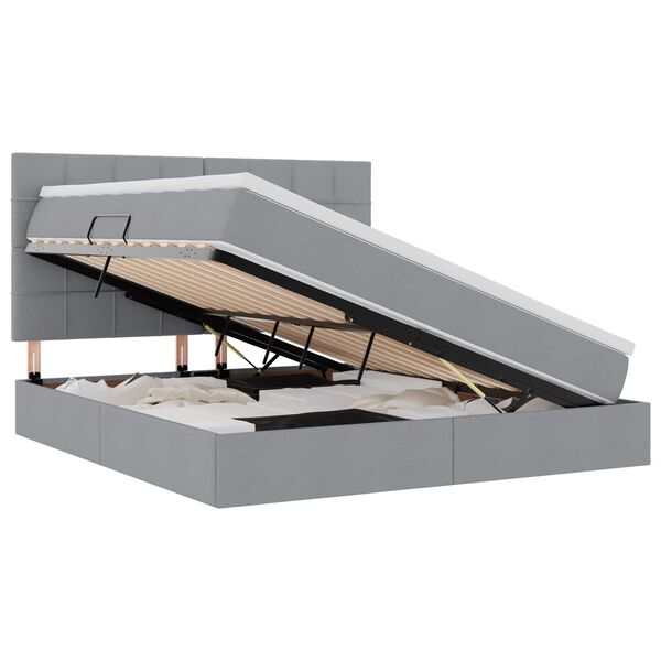 vidaXL Letto con contenitore e materasso Grigio chiaro 160 x 200 cm