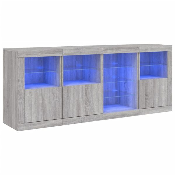 vidaXL Credenza con Luci LED Grigio Sonoma 164x37x67 cm
