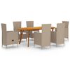 vidaXL Set Mobili da Pranzo per Giardino 7 pz Beige