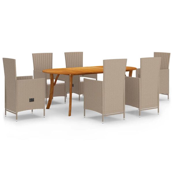 vidaXL Set Mobili da Pranzo per Giardino 7 pz Beige
