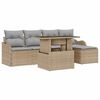 vidaXL Set da esterno 6 pz Beige Poly Rattan