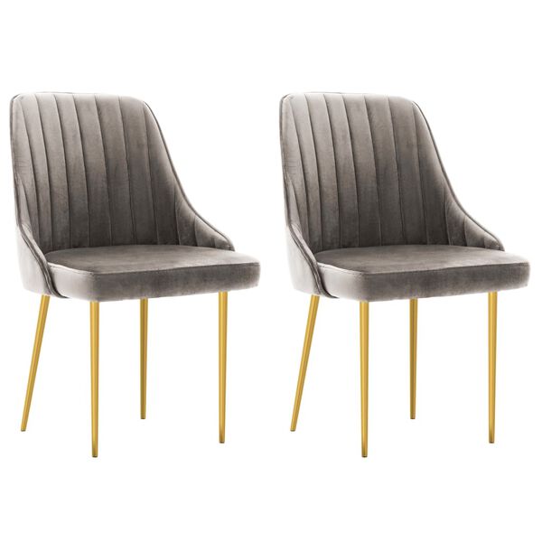 vidaXL Sedie da Pranzo 2 pz Grigio Chiaro in Velluto