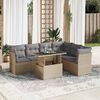 vidaXL Set Divani da Giardino 7 pz con Cuscini Beige in Polyrattan