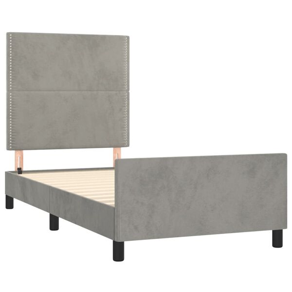 vidaXL Giroletto senza Materasso Grigio Chiaro 90x200 cm Velluto