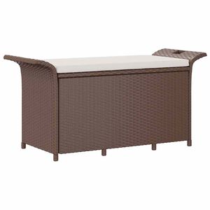 vidaXL Panca da Giardino con Cuscino Marrone 116x46x57cm in Polyrattan