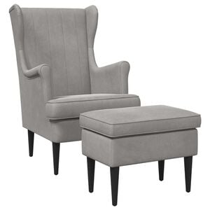 vidaXL Poltrona con Ottomano 2 pz Grigio Chiaro Velluto