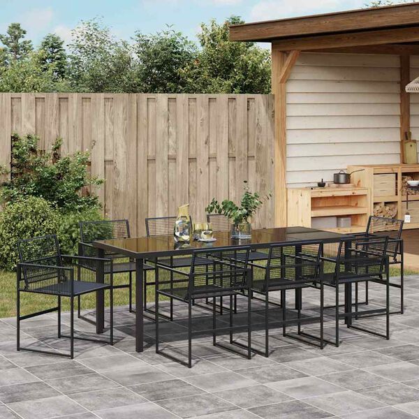 vidaXL Set da Pranzo per Giardino 9 pcs Nero