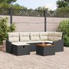 vidaXL Set Divano da Giardino con cuscino 7 pcs Nero Poly Rattan