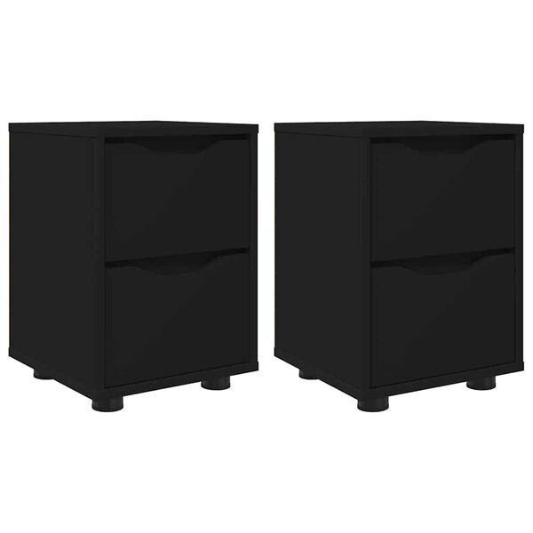 vidaXL Comodini 2 pcs Nero 30,5 x 30 x 43 cm Legno multistrato
