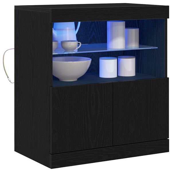 vidaXL Madia LED Nero 60,5 x 37 x 67 cm Legno multistrato