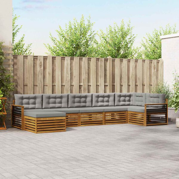 vidaXL Set divani con cuscino 7 pcs Grigio Naturale e Chiaro