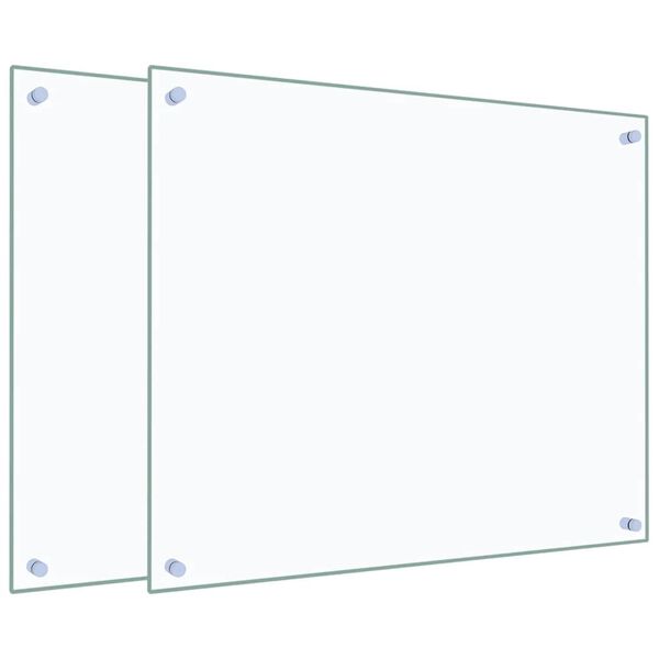 vidaXL Paraschizzi per Cucina 2 pz Trasparente 70x60cm Vetro Temperato