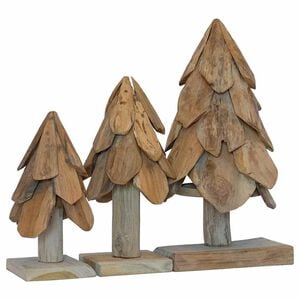 vidaXL Albero di Natale 3 pz Marrone 40 cm Legno di teak massello