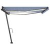 vidaXL Tenda da Sole Retrattile Manuale con LED 450x350 cm Blu Bianco