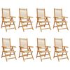 vidaXL Sedie pieghevoli reclinabili, 8 pezzi, in legno massello di acacia beige