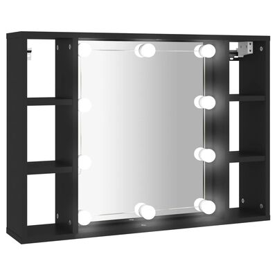 vidaXL Mobile a Specchio con LED Nero 76x15x55 cm