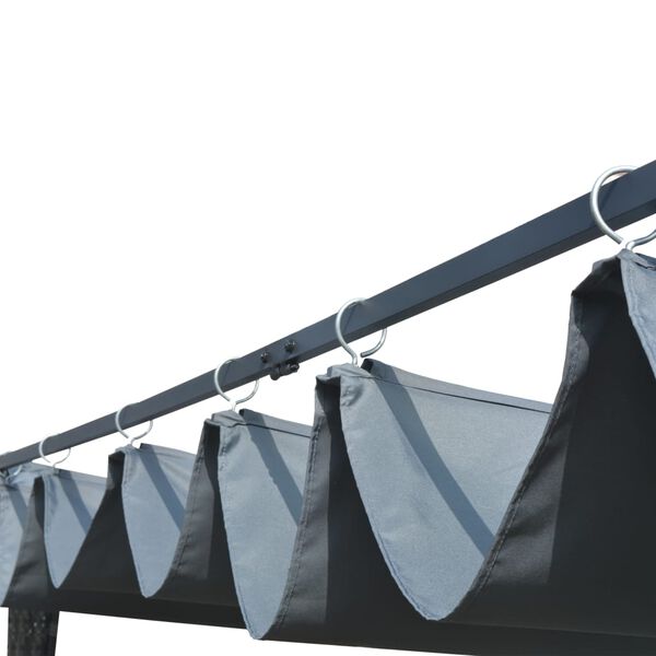 vidaXL Gazebo Tetto Mobile Polyrattan 400x400x200cm Grigio e Antracite