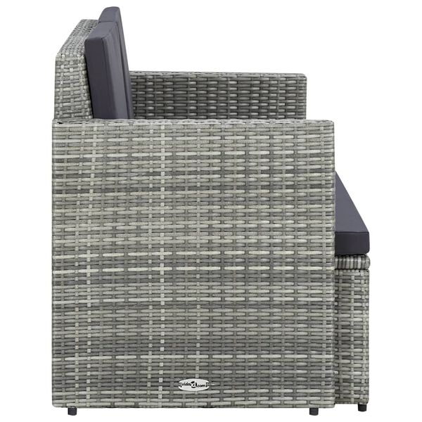 vidaXL Divano da Giardino a 2 Posti con Cuscini Grigio in Polyrattan