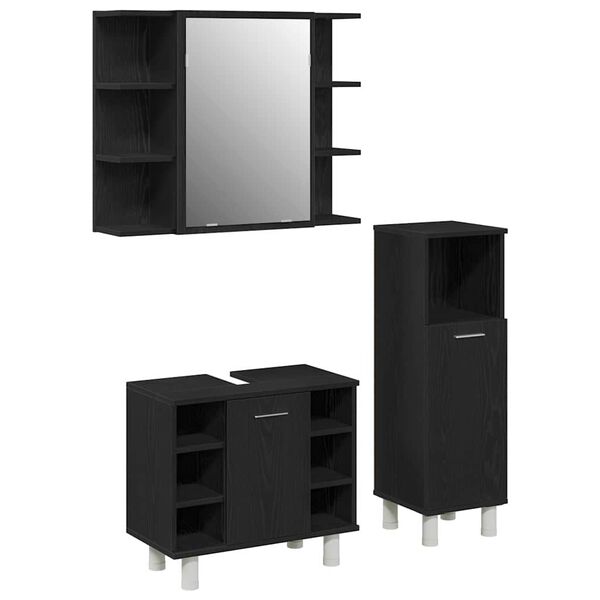 vidaXL Set di mobili per il bagno 3 pcs Nero 30 x 30 x 99,5 cm