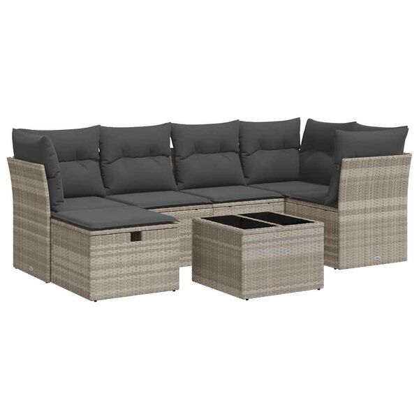 vidaXL Set Divano da Giardino 6pz con Cuscini Grigio Chiaro Polyrattan