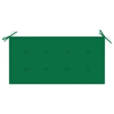 vidaXL Panca da Giardino con Cuscino Verde 112 cm in Legno Teak