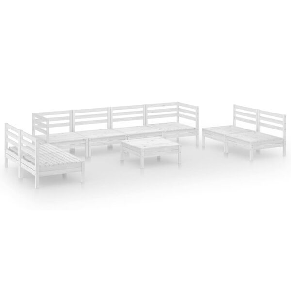 vidaXL Set Divani da Giardino 9 pz Bianco in Legno Massello di Pino